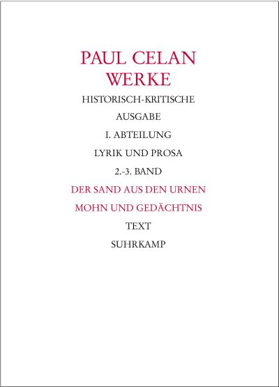U1 zu Werke. Historisch-kritische Ausgabe. I. Abteilung: Lyrik und Prosa