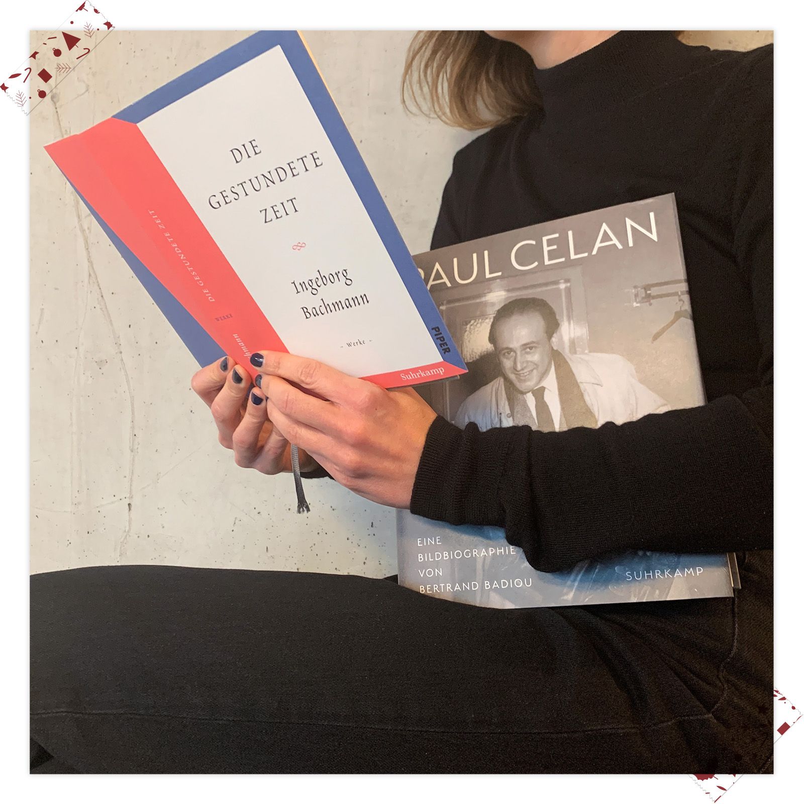 Nina Selzer (Lektorat Taschnbuch) empfiehlt »Paul Celan« von Bertrand Badiou und »Die gestundete Zeit« von Ingeborg Bachmann