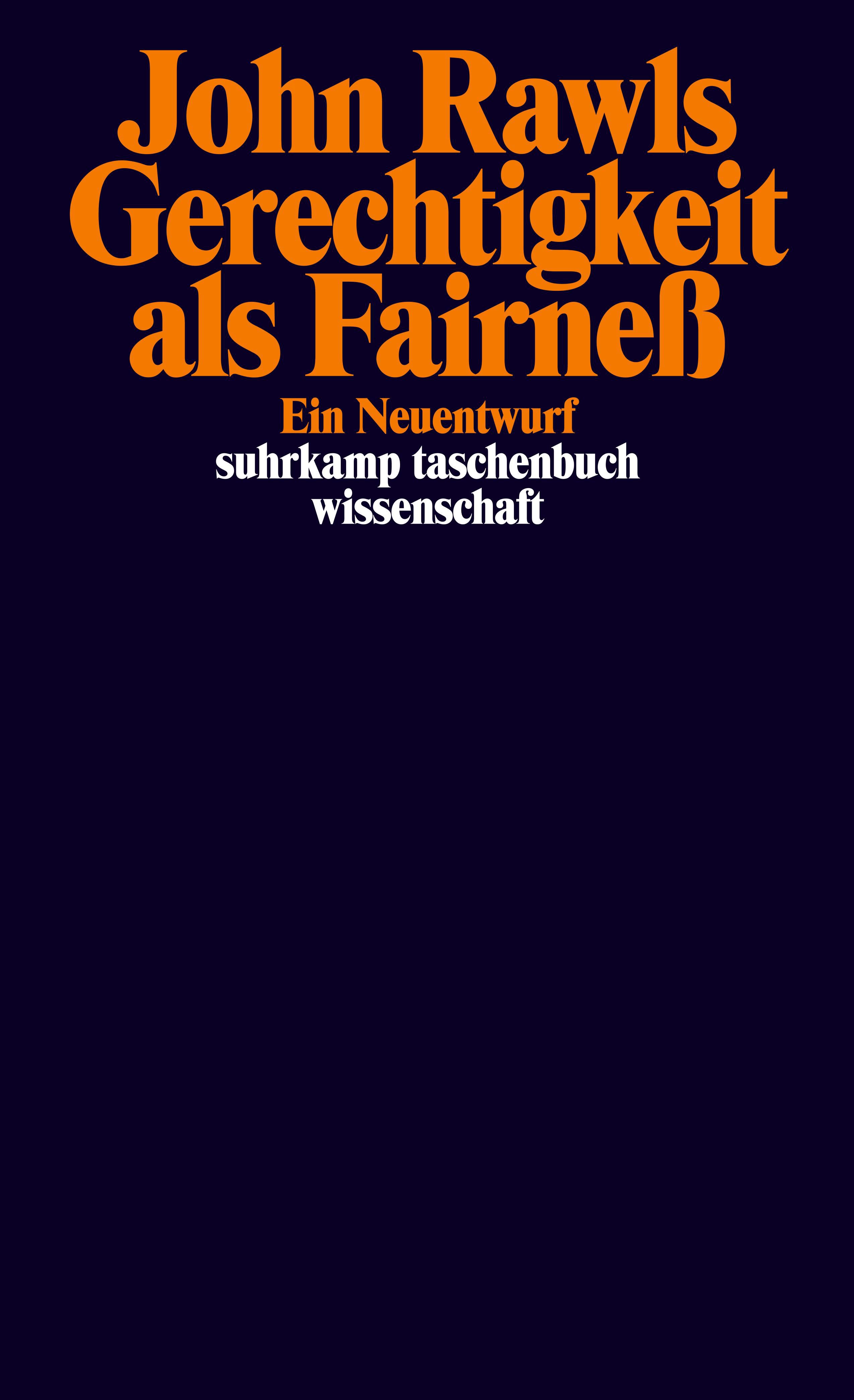 Gerechtigkeit Als Fairneß. Buch Von John Rawls (Suhrkamp Verlag)