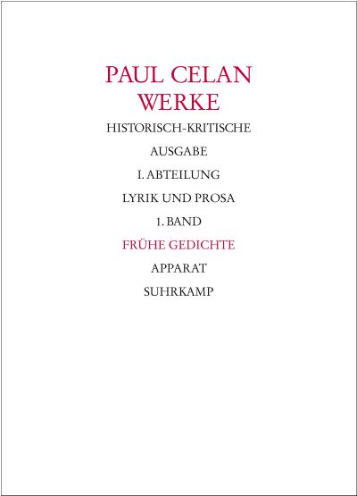 U1 zu Werke. Historisch-kritische Ausgabe. I. Abteilung: Lyrik und Prosa