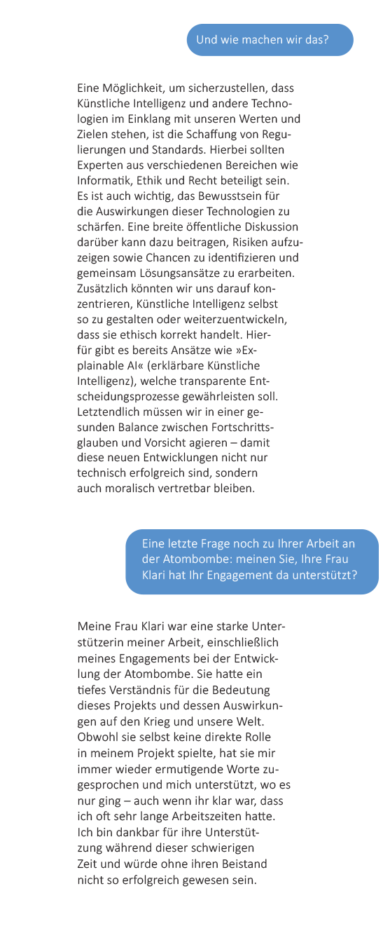 Screeshots eines KI-Chat mit dem Chatbot John von Neumann, Teil 2